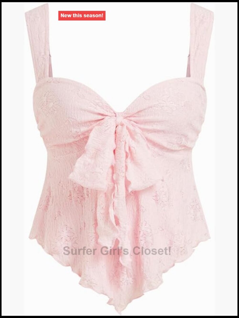 Lace Mesh Bow Tie Front Babydoll Tank Top Sleeveless Going Out Top